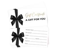 TNKBREEZE 40 Sets Business Blank Gift Certificate for Business Black Bow Double Sided Voucher Cards with Envelopes for Holiday Gifts Client Customers Women Wedding Bridal Shower Coupons 6.63 x 3.3 In
