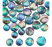 TNKBREEZE 40Pcs Natural Paua Abalone Shell Cabochons Half-Round Natural Iridescent Cabochon Abalone Jewelry for DIY Jewelry Making Necklace Bracelet Earrings Craft Supplies Colorful