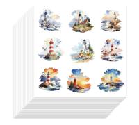 TNKBREEZE 450Pcs Self-Adhesive Stickers Lighthouse Birds Decorative Stickers Sea Wave Plants Scenery Waterproof Sticker Decals for Notebook Bottles Scrapbook Study Office