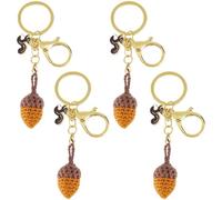 TNKBREEZE 4Pcs Cute Crochet Keychains Handmade Acorn Pendant Keychain Crochet Squirrel Charm Small with Lobster Clasp for DIY Craft Lanyard Backpack Purse Handbag Hanging Decor