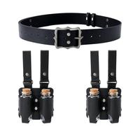 TNKBREEZE 4Pcs Medieval Leather Waist Belt with Cork Glass Potion Bottle Medieval Black Color Alchemy Belt Fantasy Adjustable Glass Vials for Medieval Wizard Cosplay Accessories