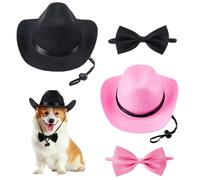 TNKBREEZE 4Pcs Pet Costume Set Adjustable Pet Formal Hat And Bow Tie Black Pink Cat Tuxedo Hat For Birthday Party Halloween Gradation Christmas Dog Cat Costumes Accessories