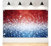 TNKBREEZE 4th of July Backdrop Patriotic Sparkle Party Decoration Photo Background 5.9×3.6ft Red White Blue Glitter Photo Booth Props Independence Day Veterans Memorial Day Event Banner Supplies