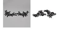 TNKBREEZE 5 Pcs Black Lace Bead Flower Applique Black Floral Applique Sew On Lace Patch Beaded Flower Applique for Dress Gown Home Decor Wedding Supply