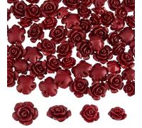 TNKBREEZE 80 Pcs Cinnabar Carved Rose Beads 2 Styles Floral Spacer Bead Bulk 10mm/14mm Flower Carving Loose Beads Charms for Valentine's DIY Bracelets Earring Necklace Jewelry Making