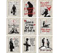 TNKBREEZE 9 Pcs Banksy Style Wall Art Vintage Paper Unframed Canvas Prints Poster Decor Artwork Aesthetic Paintings for Back to School Living Room Kitchen Bedroom Bathroom Home Dorm Decoration 8x10In