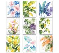 TNKBREEZE 9 Pcs Watercolor Wall Art Leaves Unframed Canvas Paints Poster Decor Artwork Aesthetic Printings for Living Room Kitchen Bedroom Bathroom Café Florist 8x10In
