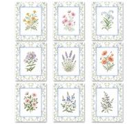 TNKBREEZE 9 Pcs Wildflowers Wall Art Plant Unframed Canvas Paints Poster Decor Artwork Aesthetic Printings for Living Room Kitchen Bedroom Bathroom Florist 8x10In
