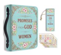 TNKBREEZE Bible Cover Case Leather Storage Bag Christian Gift Zippered Organizer with Bookmarks Tabs Inspirational Scripture Floral Church Book Holder for Women Girls Church Bible Study