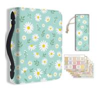 TNKBREEZE Bible Cover Case Leather Storage Bag Christian Gift Zippered Organizer with Bookmarks Tabs Green White Daisy Theme Church Book Holder for Women Girls Church Bible Study Supplies
