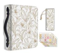 TNKBREEZE Bible Cover Case Leather Storage Bag Christian Gift Zippered Organizer with Bookmarks Tabs Orchid Botanical Church Book Holder for Women Girls Church Bible Study Supplies