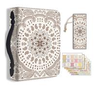 TNKBREEZE Bible Cover Case Leather Storage Bag Christian Gift Zippered Organizer with Bookmarks Tabs Cream Brown Floral Theme Church Book Holder for Women Girls Church Bible Study Supplies