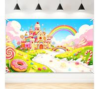TNKBREEZE Candyland Background Sweet Candy Photo Backdrop for Princess | Rainbow Cake Table Decor Family Photography Booth Props Banner Supplies for Birthday Party Celebration Decoration 5.9×3.6ft
