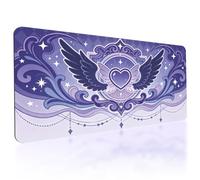 TNKBREEZE Cartoon Large Mouse Pad Extended Keyboard Mat Kawaii Purple Heart Big Gaming Mousepad Waterproof Desk Mat with Stitched Edge for Computer Laptop Home Office Decor 80x40cm 31.5x15.7in