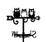 TNKBREEZE Cat Weather Vane Black Metal Wind Vanes Iron Animal Wind Direction Indicator for Garden Farmhouse Chicken Coop Shed Outdoor Wind Measuring Tool Weathervanes (Three Cartoon Cats)