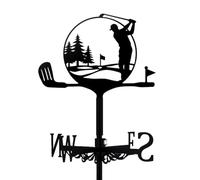 TNKBREEZE Golfer Metal Weather Vane Black Metal Wind Vanes Patio Wind Vanes for OutsideYard Farm Garden Patio Decoration Wind Measuring Tool Weathervanes (Golf Clubs)