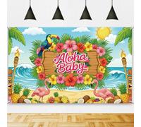 TNKBREEZE Hawaiian Summer Backdrop Aloha Background Banner 180x110cm Polyester Decorative Photography Backdrop for Indoor Outdoor Swimming Party Fiesta Carnival Decorations