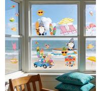 TNKBREEZE Ice Cream Coco Stickers for Windows Glass Beach Chair Dwarf Window Stickers Beach PVC Waterproof Glass Sticker Decals for Garden Home Cafes Office School
