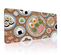TNKBREEZE Large Extended Gaming Mouse Pad Foodie Non-Slip Rubber Base Desk Pad with Stitched Edges Keyboard Mat Office Decor for Computer Laptop and Home 80x40cm(Japanese Ramen)
