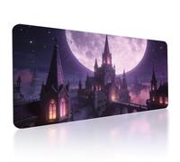 TNKBREEZE Large Extended Gaming Mouse Pad Night Purple Non-Slip Rubber Base Desk Pad with Stitched Edges Keyboard Mat Office Decor for Computer Laptop and Home 80x40cm(Castle Gothic)