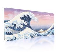 TNKBREEZE Large Gaming Mouse Pad Ukiyo-e Art Desk Mat Mouse Pad Keyboard Pad Desk Protector Office Decor Waterproof Rubber Base Mouse Pad for Computer Laptop and Home 80x40cm