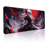 TNKBREEZE Large Mouse Pad Demon Girl Extended Gaming Mousepad for Office and Home Black and Red Anime Big Desk Mat with 3mm Thick Non-Slip Rubber Base Keyboard Mats for PC Desktop Decor 15.7x31.5inch
