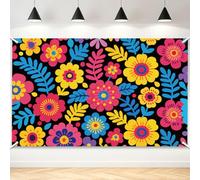 TNKBREEZE Mexican Floral Backdrop Hippie Mexico Flower Party Decoration Photo Background 5.9×3.6ft Vintage Aesthetic Wall Hanging Photo Booth Props Supplies for Themed Event Living Room Home Decor