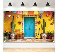TNKBREEZE Mexican Theme Backdrop Cabin House Cactus Background Banner 180x110cm Polyester Decorative Photography Backdrop for Indoor Outdoor Party Fiesta Carnival Oktoberfest Decorations