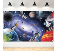 TNKBREEZE Outer Space Astronaut Backdrop Galaxy Planet Party Decoration Photo Background 5.9×3.6ft Art Photo Booth Props Banner Supplies for Kids Cake Table Birthday Decorations