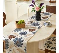 TNKBREEZE Palm Leaf Table Runner Tropical Linen Tables Blue Brown Dining Decor Vintage Rustic Farmhouse Kitchen Home Decoration for Dresser Scarf Living Room Indoor Outdoor Holiday Party 13x72inch