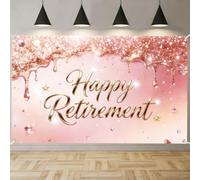 TNKBREEZE Pink Rose Backdrop Diamond Background Banner 180x110cm Polyester Flowing Gold Photography Backdrop for The Aged Women Party Supplies