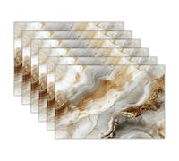 TNKBREEZE Placemats Set of 6 Marble Pattern Texture Morden Art Rectangle Polyester Washable Wipeable Place Mats 45x30cm/17.7x11.8in Non Slip Table Mats for Restaurant Dining Table