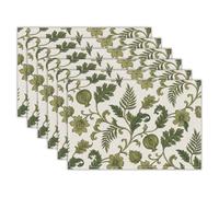 TNKBREEZE Placemats Set of 6 Plants Green Flowers Morden Art Rectangle Polyester Washable Wipeable Place Mats 45x30cm/17.7x11.8in Non Slip Table Mats for Restaurant Dining Table