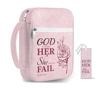 TNKBREEZE Rose Bible Cover with Bookmark Polyester Bags Quilted Bible Carrying Case with Handle Zippered Pocket for Books Supplies Accessories Gift for Adults Women Man Book Lovers