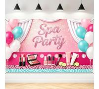TNKBREEZE Spa Day Makeup Party Backdrop for Women Sweet Pink Theme Polyester Hanging Banner Sign Bokeh Photography Background Birthday Celebration Decor Supplies Portrait Photo Booth Props 71×43inch