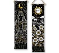TNKBREEZE Sun and Moon Tapestry Wall Decor 2Pcs Set Vertical Wall Art Oxford Cloth Tarot Card 51x13 Inch/130x33cm Long Narrow Wall Hanging for Bedroom Living Room Studio Decor