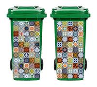TNKBREEZE Trash Can Sticker for Home Hotels Parks 2Pcs Floral Decals for Trash Bins Large PVC Waterproof Peel & Stick Wall Decor for Refrigerator Desk and Door