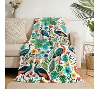 TNKBREEZE Tropical Botanical Throw Blanket Jungle Bird Fluffy Flannel Blankets Soft Cozy Lightweight Birthday Gifts for Women Men Sofa Couch Bed Room Outdoor Travel Decor 51.2 x 59 Inches