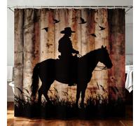 TNKBREEZE Western Shower Curtain Cowboy Silhouette Waterproof Shower Curtain Set with 12 Hooks Durable Bathroom Curtains for Hotels Apartments Home Bath Decor 183 * 183cm