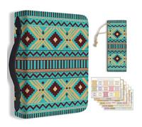 TNKBREEZE Women's Bible Cover Boho Aztec PU Leather Book Carrying Bag with Bookmark Turquoise Inspirational Bible Book Case with Handle & Zipper Christian Gifts Church Study Supplies 11.2×8×2.3inch