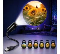 TnLnYn Sunflower Projector Night Light, 2-in-1 USB Mini Projection Night Light 360 Rotating LED Projector Suitable for Car or Room Ceiling Decoration Accessories, Sunflower Gift for Women and Men