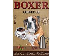 TNND Boxer Dog Coffee Metal Sign Art Tin Metal Poster Gift 8x12 inch