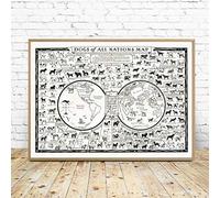 TNND Dogs Of All Nations Map Prints Dogs Calendar Map Of The World Poster Wall Decor Home Decor Art Wall Decor Metal Sign Poster 8x12 inches