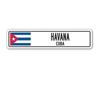 TNND Funny Decorative Signs Havana Cuba Street Sign Cuban Flag City Street Sign 4x16 inches