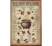TNND Kitchen Witchery Poster Witches Poster Halloween Kitchen Blessing Halloween Recipe Signs Metal Sign Poster 8x12 inches
