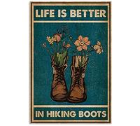 TNND Life Is Better In Hiking Boots Vintage Wall Decor Metal Sign Poster 8x12 inches