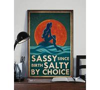 TNND Mermaid Summer Poster Sassy Since Birth Salty By Choice Vintage Poster Wall Art Home Decor Love Mermaid Poster Mermaid Lover Gift Hg37I Decor Metal Sign Poster 8x12 inches