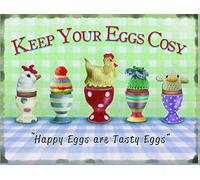 TNND Retro Vintage Breakfast Egg Cosy Hat Metal Sign Plaque Wall Art Cafe Kitchen Tin Sign 8x12 inch