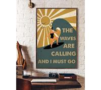TNND Surf Surfboard Surfing Poster The Waves Are Calling And I Must Go Poster Vintage Surfing Poster Love Surfing Poster Metal Sign Poster 8x12 inches