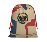 tnnutp Abstract North Dakota State Flag Map03 Drawstring Gift Bag Christmas Bags Holiday Gift Bag for Christmas Party Supplies